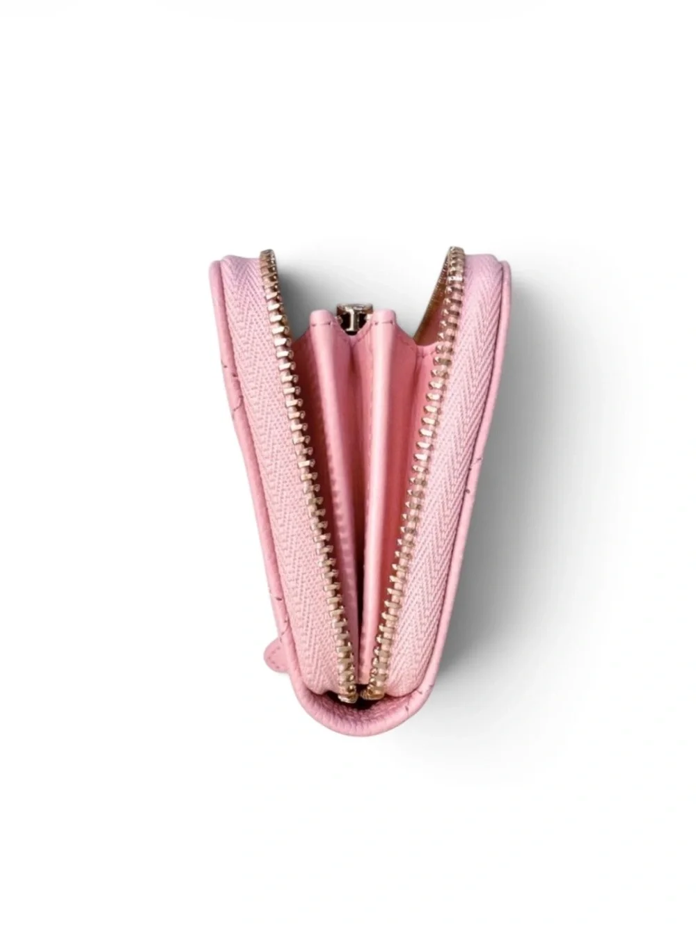🆕💗CHANEL Grained Calfskin (CAVIAR) Zipped Coin Purse Strass CC Logo GHW • PINK